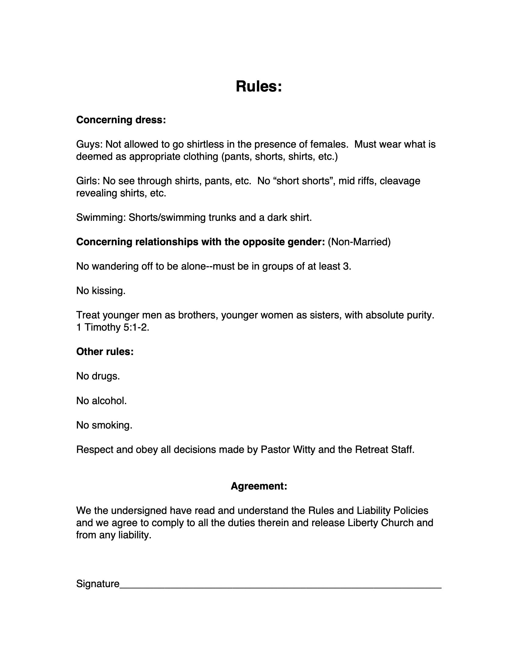 Retreat Info Liberty Church